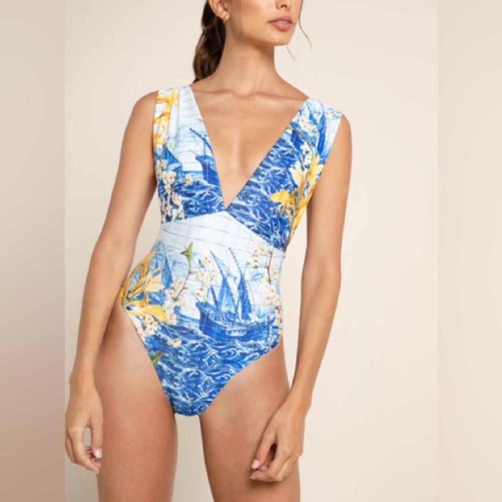 NWT AGUA BENDITA OLYMPIA STORY FLORENTINA ONE PIECE SWIMSUIT small